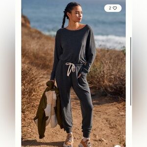 Spiritual Gangster Jumpsuit M Gray Scoop Neck Off shoulder